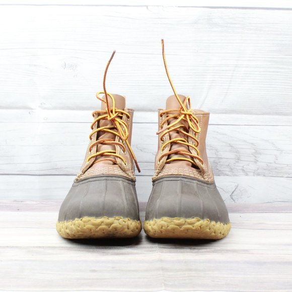 LL BEAN Brown Ankle 6-Inch Unlined Lace Up Leather Duck Boots Size 10 M - Picture 4 of 10